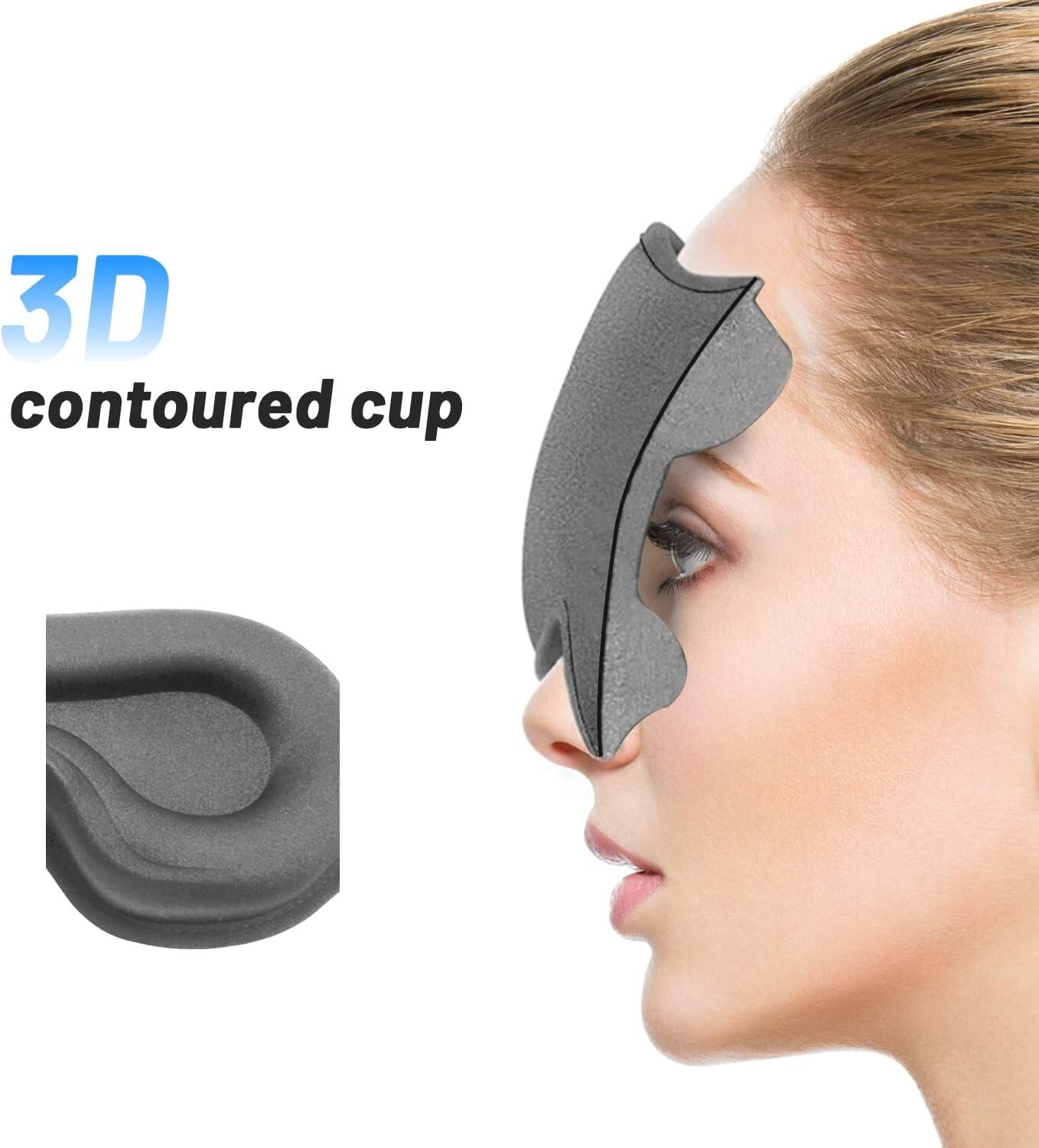 Sleep Mask For Men And Women with Upgraded 3D Contoured Cup And Adjustable Strap