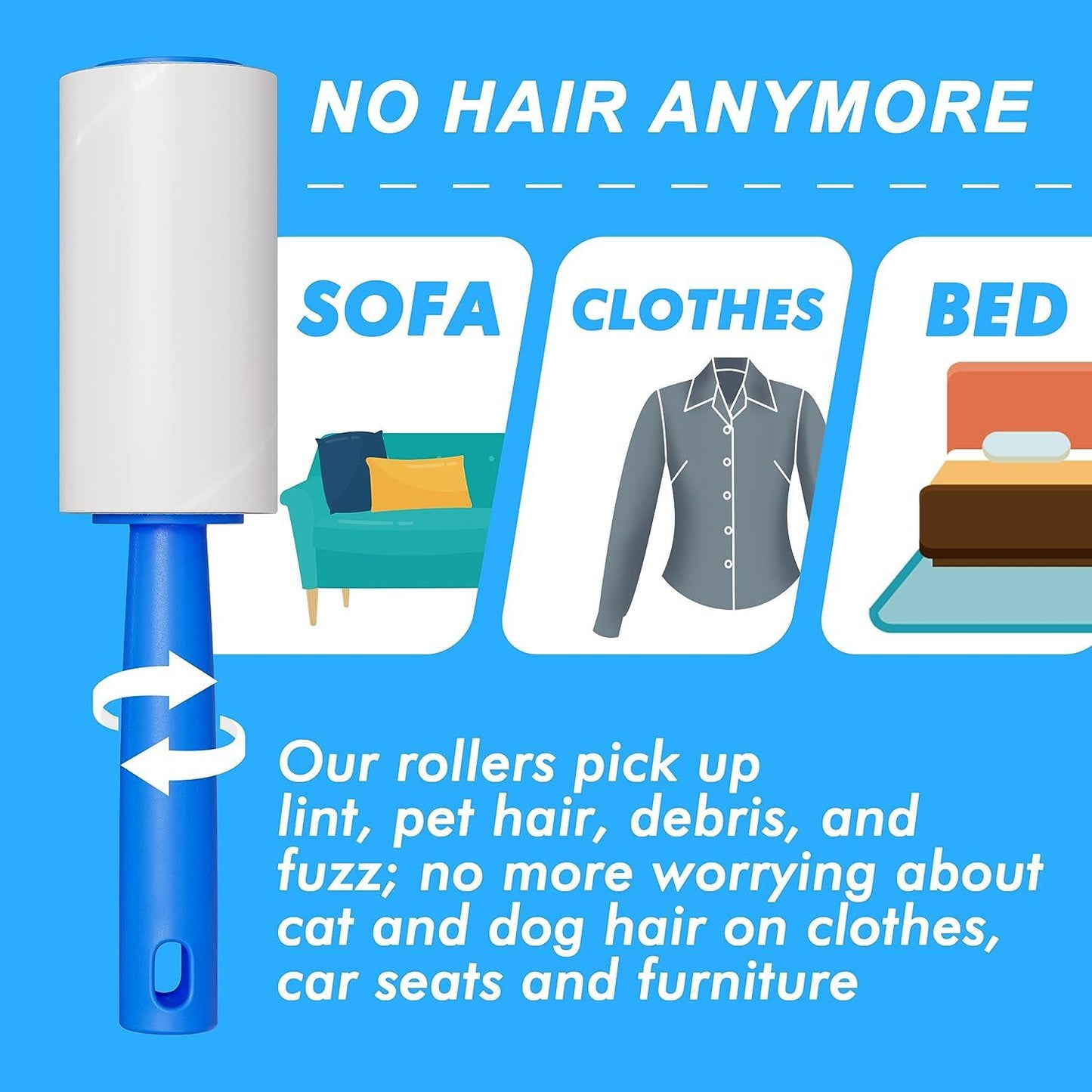 Sticky Lint Roller 200 Sheets Lint Remover for Pet Hair - 2 Rollers
