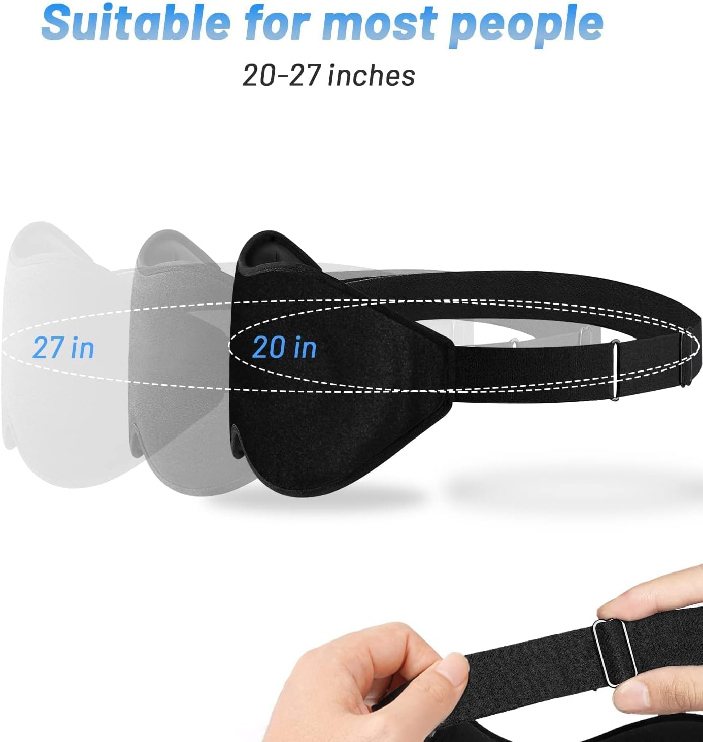 3D Sleep Eye Mask for Men & Women, Lash Extension Friendly, Travel Blackout Blindfold, Adjustable Strap – Black