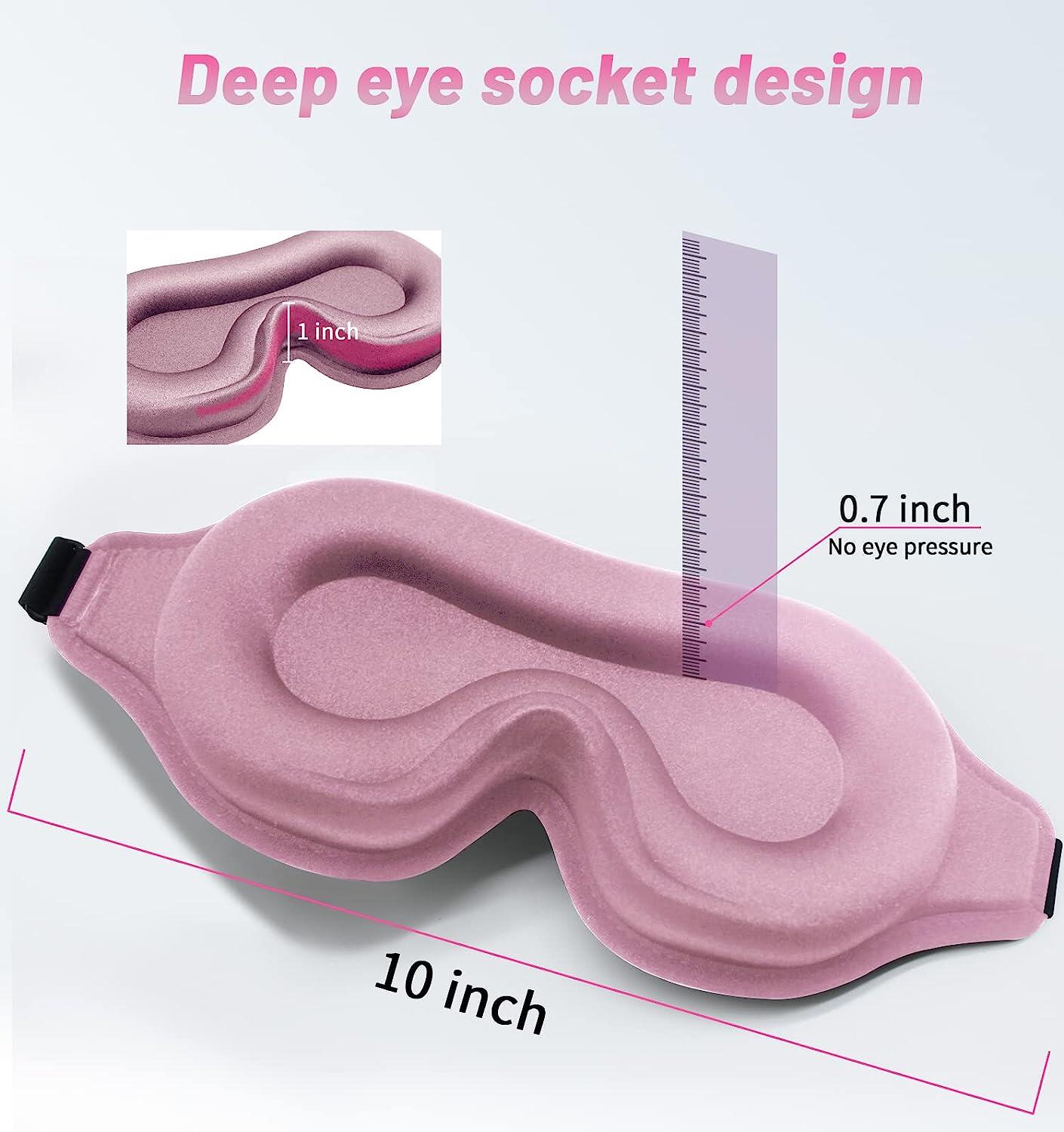 3D Sleep Eye Mask for Men & Women, Lash Extension Friendly, Travel Blackout Blindfold, Adjustable Strap – Pink