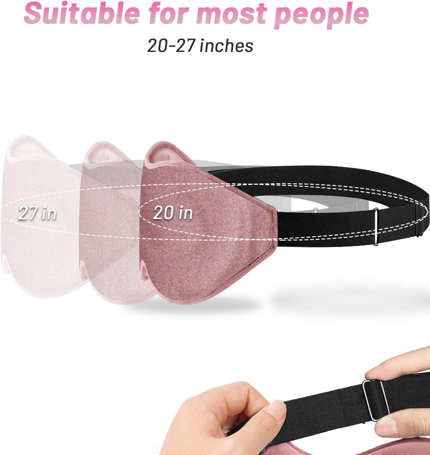 3D Sleep Eye Mask for Men & Women, Lash Extension Friendly, Travel Blackout Blindfold, Adjustable Strap – Pink