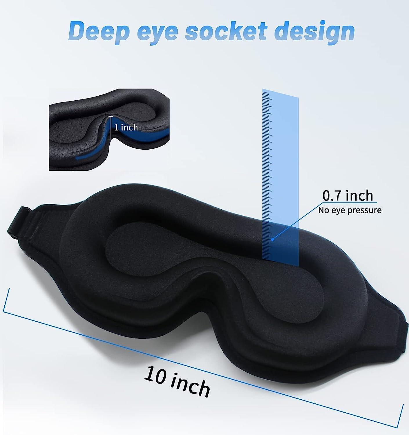 3D Sleep Eye Mask for Men & Women, Lash Extension Friendly, Travel Blackout Blindfold, Adjustable Strap – Black
