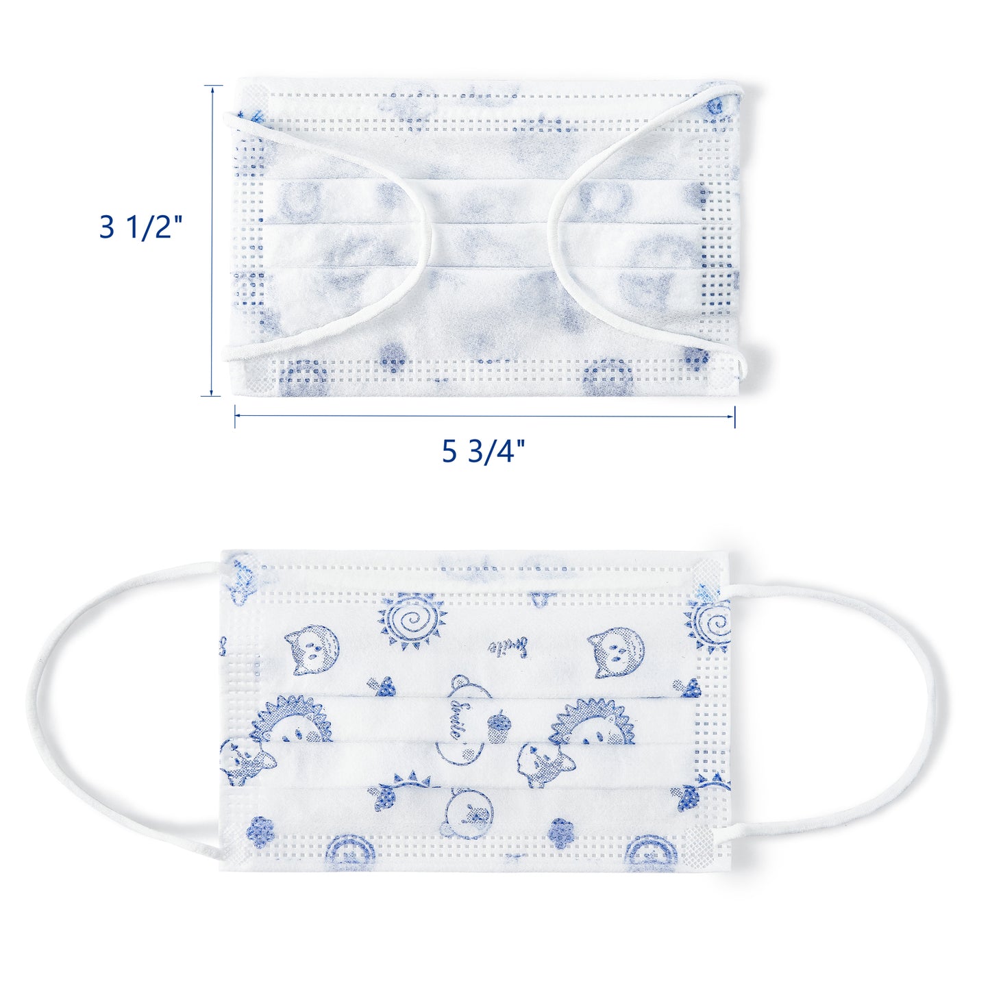 50 Pack Kids Disposable Face Mask. Breathable 3-Ply Anti-Dust/Saliva/Smog