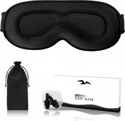 Black Eye Mask for Sleeping with Adjustable Strap