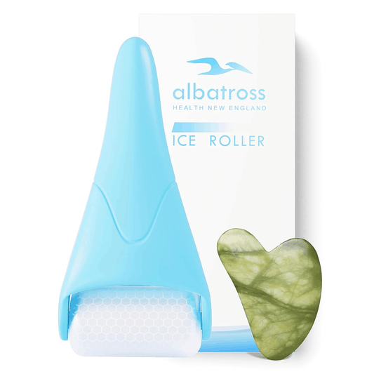 Albatross Health Blue Ice Roller for Face & Gua Sha Set