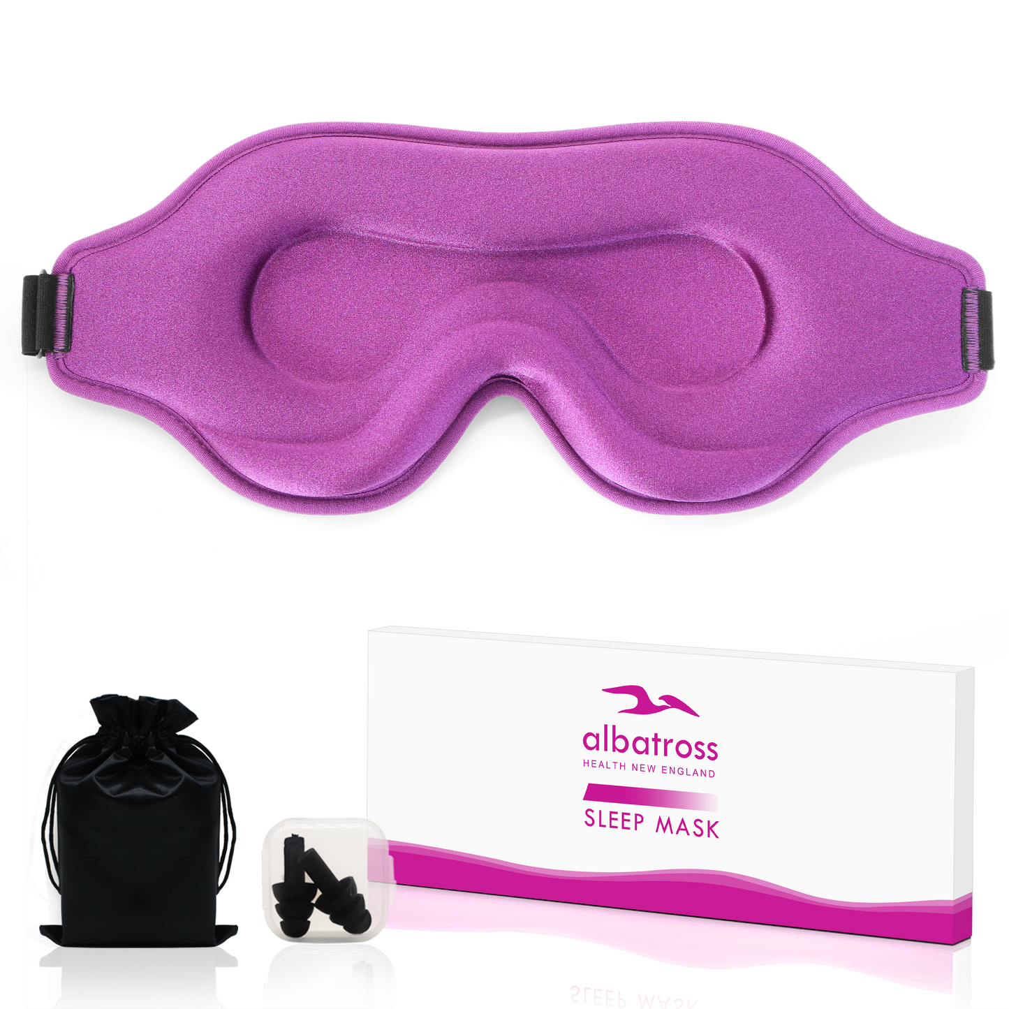 3D Sleep Eye Mask for Men & Women, Lash Extension Friendly, Travel Blackout Blindfold, Adjustable Strap – Pink
