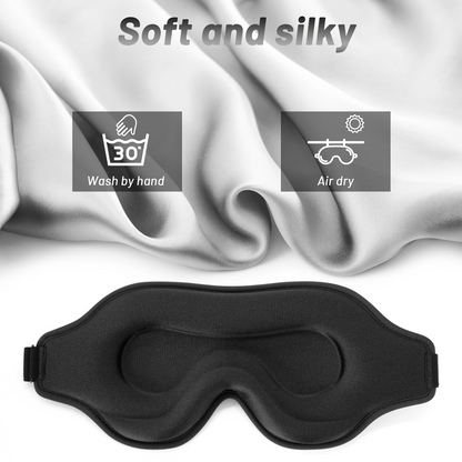 3D Sleep Eye Mask for Men & Women, Lash Extension Friendly, Travel Blackout Blindfold, Adjustable Strap – Black