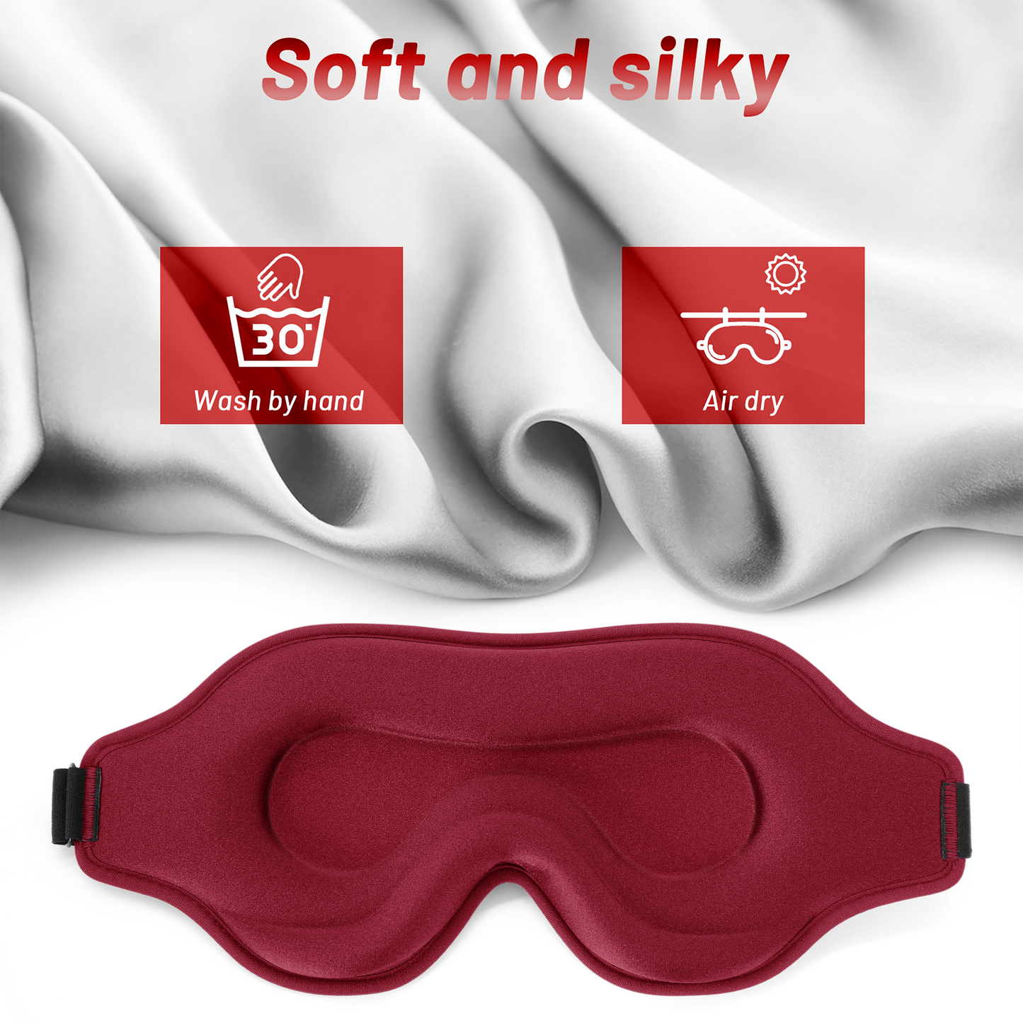 Red Sleep Mask for Women with 3D Contoured Cup Eye Sockets