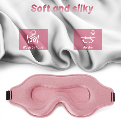 3D Sleep Eye Mask for Men & Women, Lash Extension Friendly, Travel Blackout Blindfold, Adjustable Strap – Pink