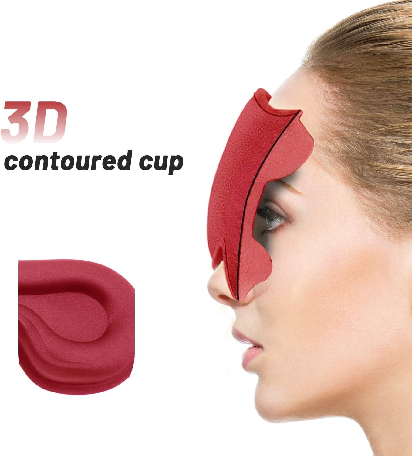 Red Sleep Mask for Women with 3D Contoured Cup Eye Sockets