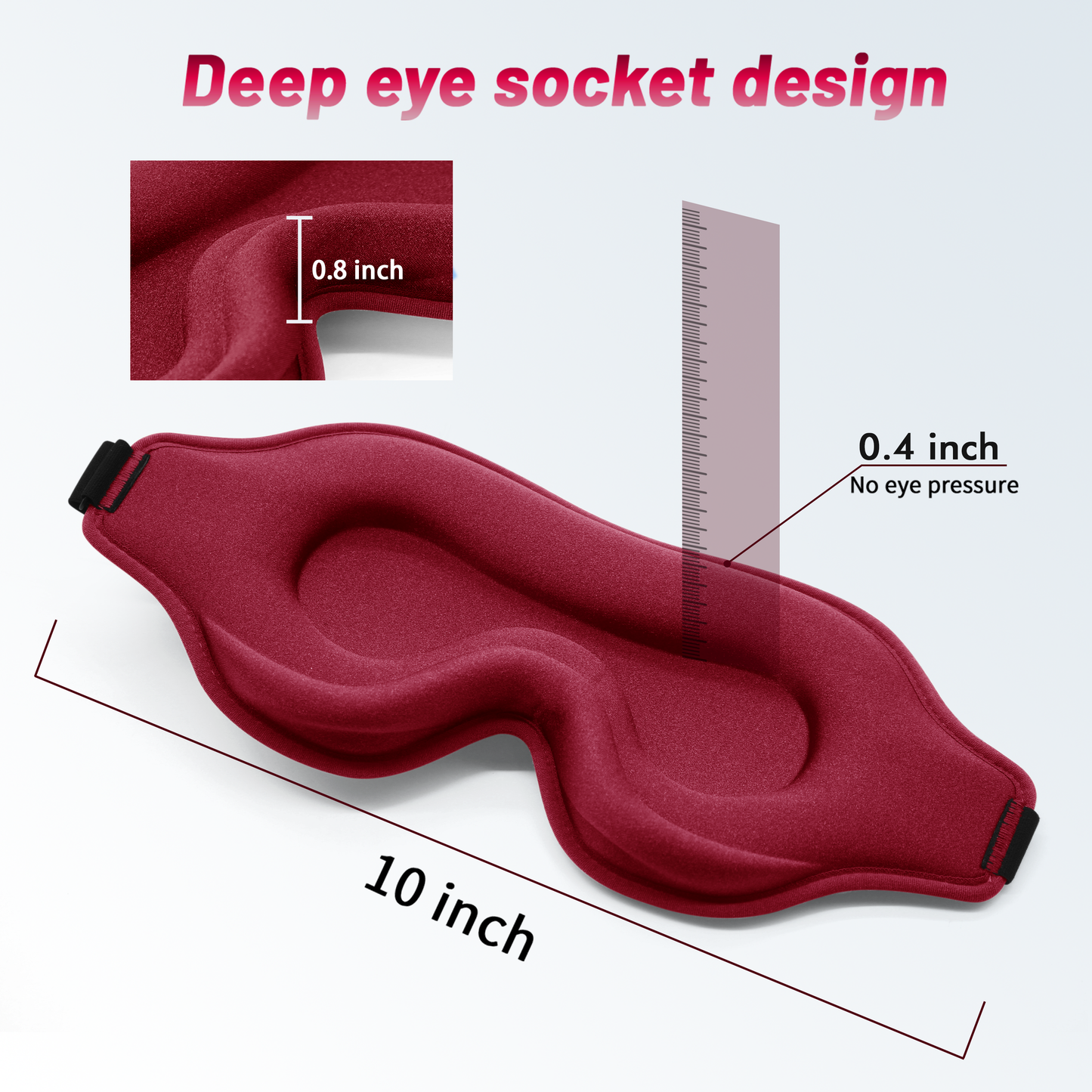 Red Sleep Mask for Women with 3D Contoured Cup Eye Sockets