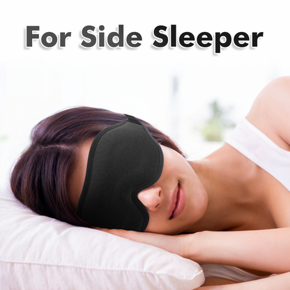 3D Sleep Eye Mask for Men & Women, Lash Extension Friendly, Travel Blackout Blindfold, Adjustable Strap – Black