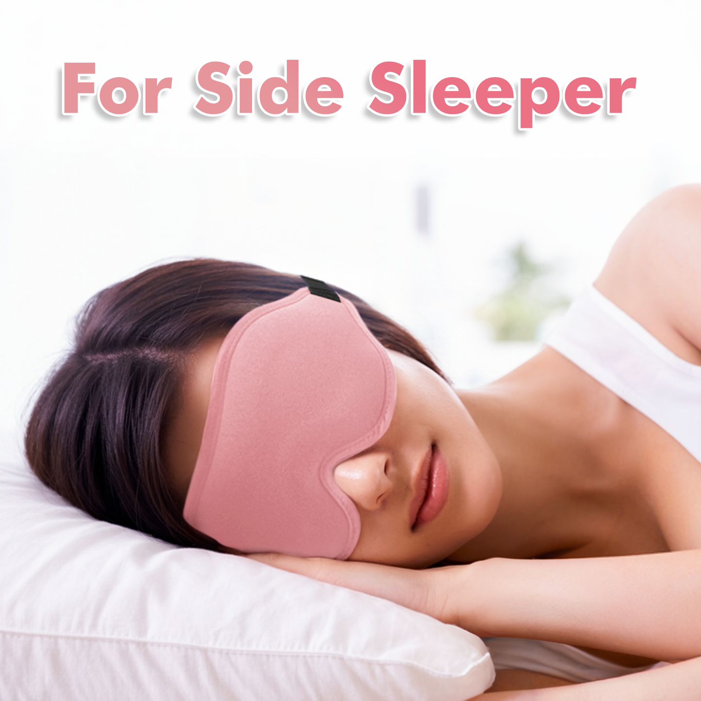 3D Sleep Eye Mask for Men & Women, Lash Extension Friendly, Travel Blackout Blindfold, Adjustable Strap – Pink