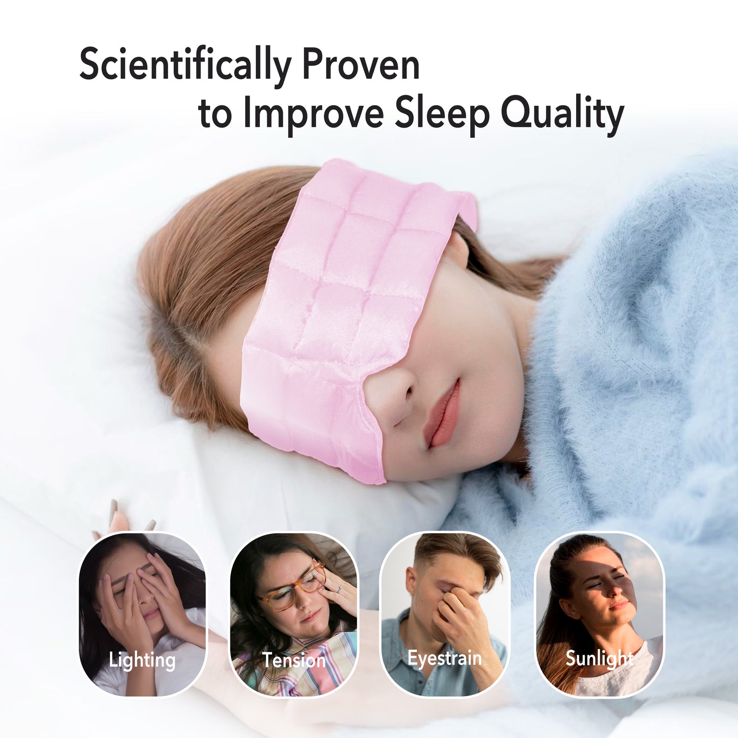 Weighted Eye Mask for Sleeping, Washable Blackout Gravity Sleep Mask, Soft for Side Sleepers, Travel & Meditation