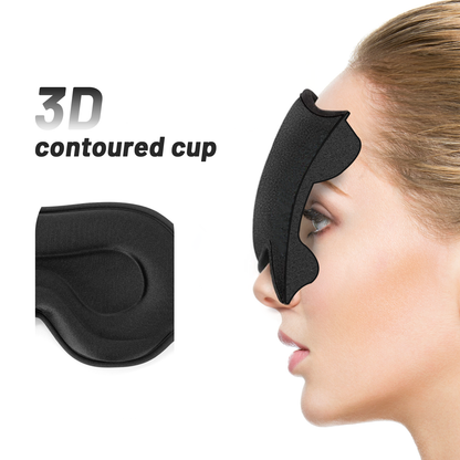 3D Sleep Eye Mask for Men & Women, Lash Extension Friendly, Travel Blackout Blindfold, Adjustable Strap – Black