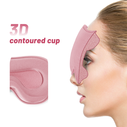 3D Sleep Eye Mask for Men & Women, Lash Extension Friendly, Travel Blackout Blindfold, Adjustable Strap – Pink