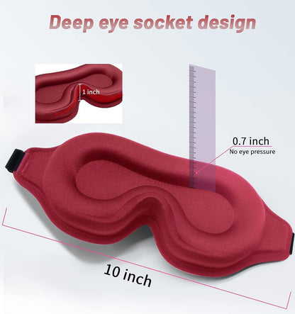 Red Sleep Mask for Women with 3D Contoured Cup Eye Sockets