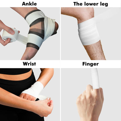 White Athletic Sports Tape 4-Pack, Strong Easy Tear NO Sticky Residue for Gymnastics Boxing Lacrosse Climbing Hockey Bat Injuries