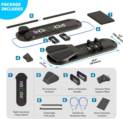 6-in-1 Foldable Pilates Board, Portable Home Pilates Reformer Set, Full Body Workout Equipment for Women & Beginners