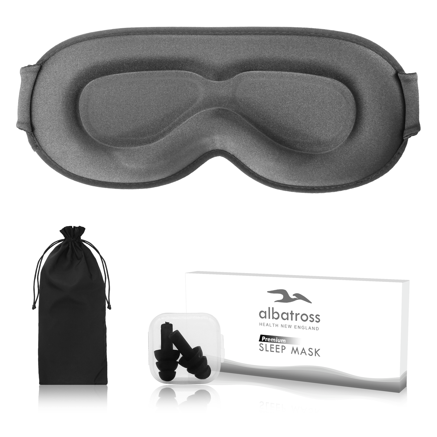 3D Sleep Eye Mask for Men & Women, Lash Extension Friendly, Travel Blackout Blindfold, Adjustable Strap – Black