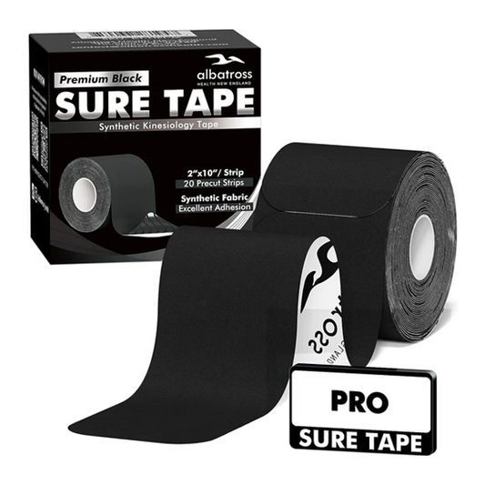 Sure Tape Black Sports Tape Water Resistant pro Synthetic Kinesiology Tape Roll