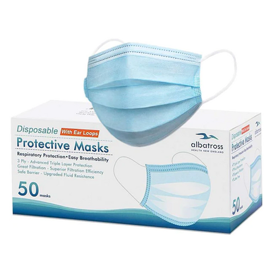 Albatross Health 3ply Deluxe Procedure Earloop Blue Disposable Face Mask